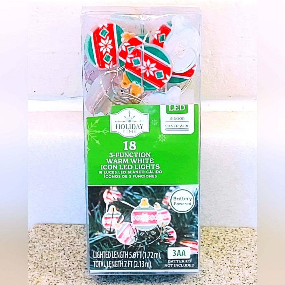HOLIDAY TIME 18 TREE ORNAMENT LED MINI ACCENT LIGHT WITH TIMER BATTERY OPERATED